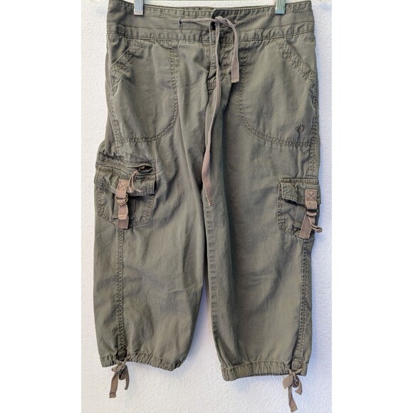 Hang Ten Cargo Pants Women Size 0 (29") Tan Drawstring Baggy Y2K (724m) - Picture 1 of 3